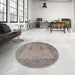 Round Mid-Century Modern Rosy Brown Pink Oriental Rug in a Office, urb1670