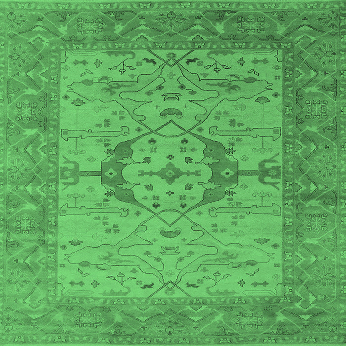 Square Oriental Emerald Green Industrial Rug, urb1670emgrn