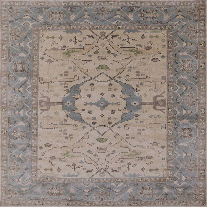 Square Mid-Century Modern Rosy Brown Pink Oriental Rug, urb1670