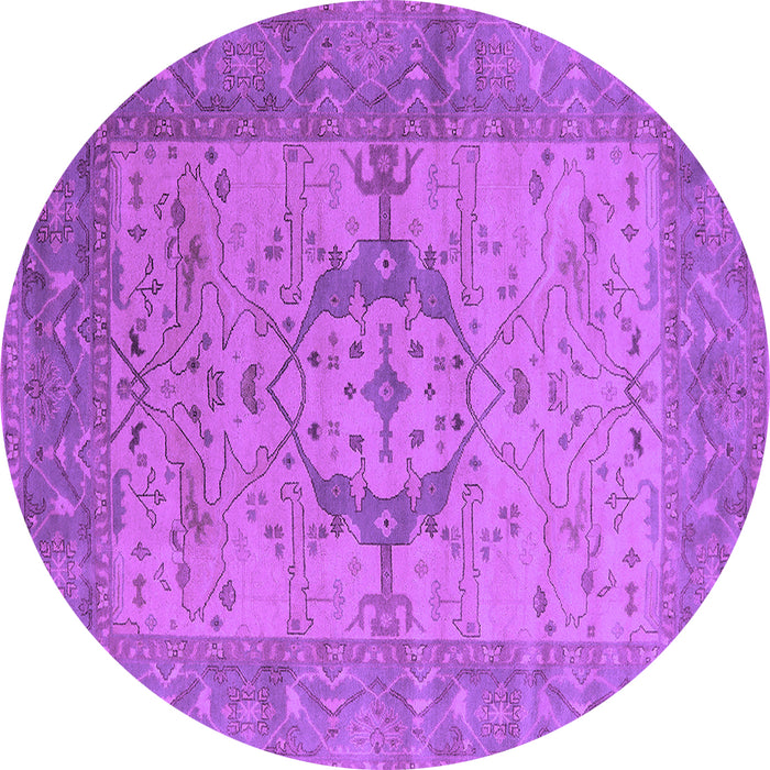 Round Machine Washable Oriental Purple Industrial Area Rugs, wshurb1670pur