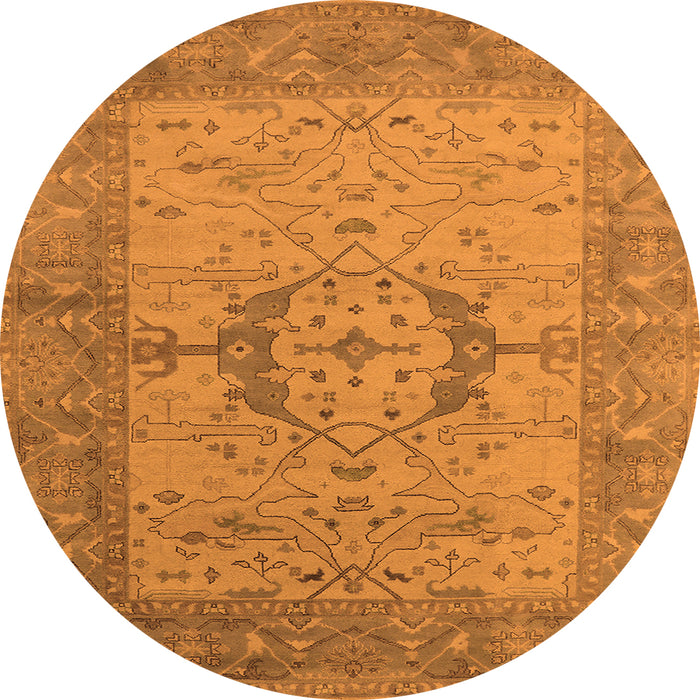 Round Machine Washable Oriental Orange Industrial Area Rugs, wshurb1670org