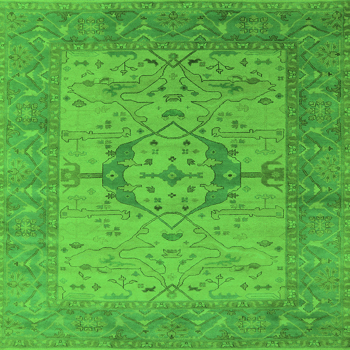 Square Machine Washable Oriental Green Industrial Area Rugs, wshurb1670grn