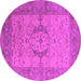 Round Oriental Pink Industrial Rug, urb1670pnk