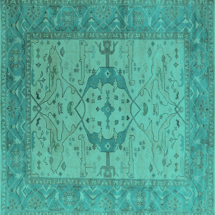 Square Machine Washable Oriental Turquoise Industrial Area Rugs, wshurb1670turq