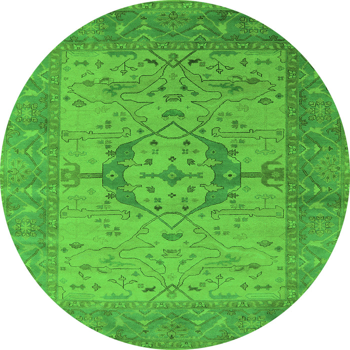 Round Oriental Green Industrial Rug, urb1670grn