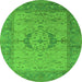 Round Oriental Green Industrial Rug, urb1670grn