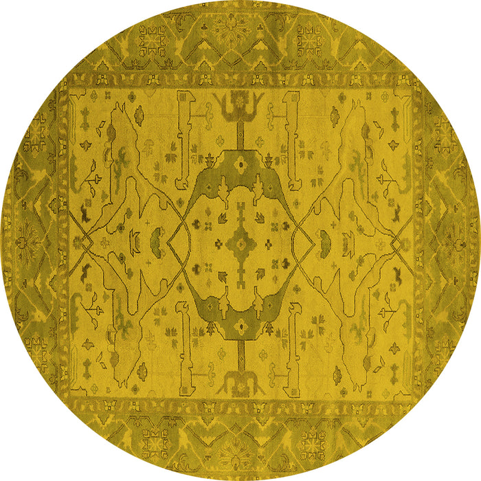 Round Oriental Yellow Industrial Rug, urb1670yw