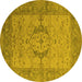 Round Oriental Yellow Industrial Rug, urb1670yw