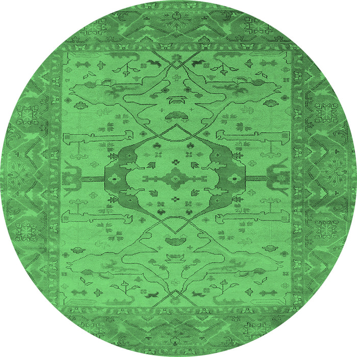 Round Oriental Emerald Green Industrial Rug, urb1670emgrn