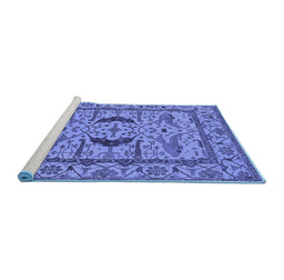 Sideview of Machine Washable Oriental Blue Industrial Rug, wshurb1671blu