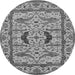 Round Oriental Gray Industrial Rug, urb1671gry