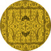 Round Oriental Yellow Industrial Rug, urb1671yw