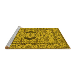 Sideview of Machine Washable Oriental Yellow Industrial Rug, wshurb1671yw