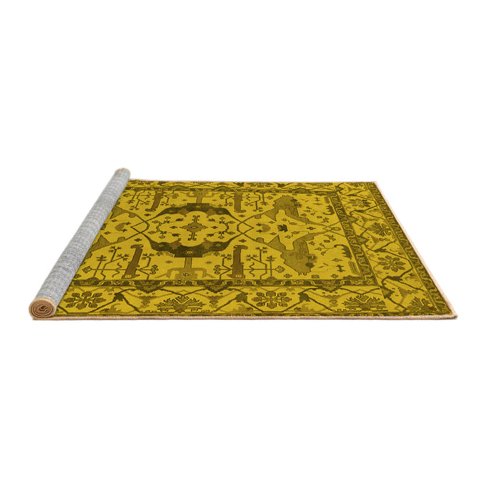 Sideview of Machine Washable Oriental Yellow Industrial Rug, wshurb1671yw