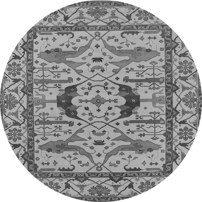 Round Machine Washable Oriental Gray Industrial Rug, wshurb1671gry
