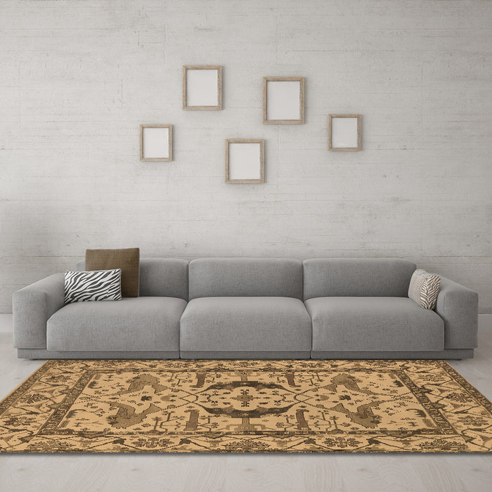 Machine Washable Oriental Brown Industrial Rug in a Living Room,, wshurb1671brn