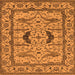 Square Machine Washable Oriental Orange Industrial Area Rugs, wshurb1671org