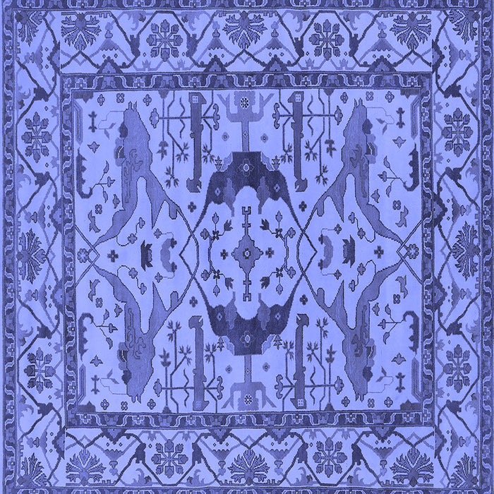 Square Machine Washable Oriental Blue Industrial Rug, wshurb1671blu