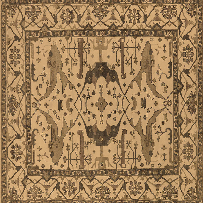 Square Machine Washable Oriental Brown Industrial Rug, wshurb1671brn