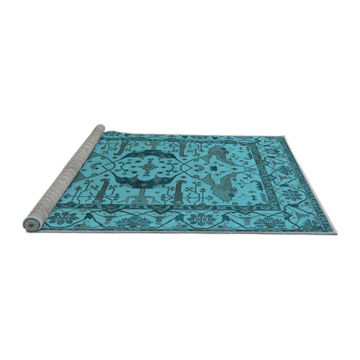 Sideview of Machine Washable Oriental Light Blue Industrial Rug, wshurb1671lblu