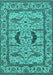 Machine Washable Oriental Turquoise Industrial Area Rugs, wshurb1671turq