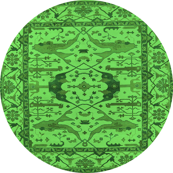 Round Oriental Green Industrial Rug, urb1671grn