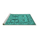 Sideview of Machine Washable Oriental Turquoise Industrial Area Rugs, wshurb1671turq