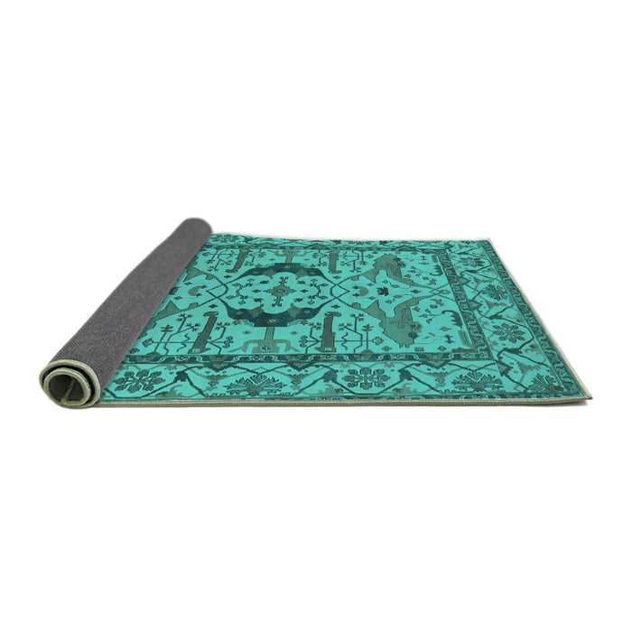Sideview of Oriental Turquoise Industrial Rug, urb1671turq