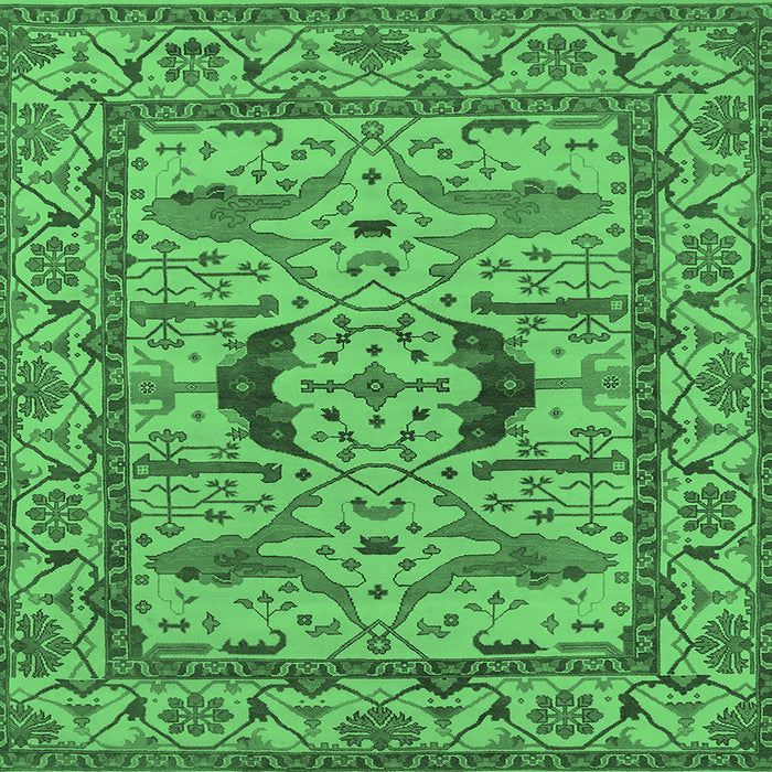Square Machine Washable Oriental Emerald Green Industrial Area Rugs, wshurb1671emgrn