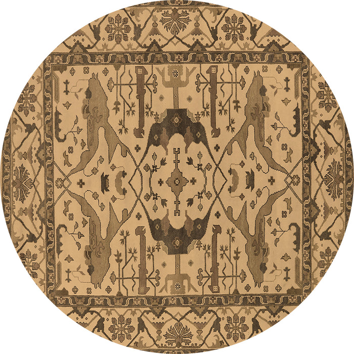 Round Oriental Brown Industrial Rug, urb1671brn