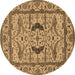 Round Oriental Brown Industrial Rug, urb1671brn