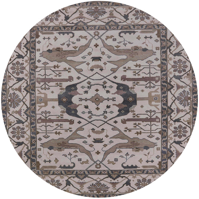 Round Machine Washable Industrial Modern Silver Pink Rug, wshurb1671