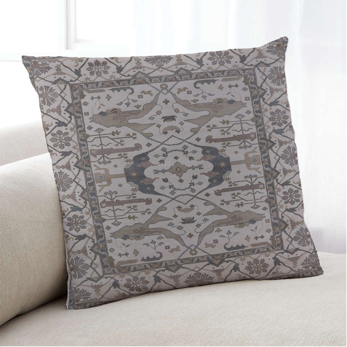 Lifestyle Image of Mid-Century Modern Urban Square Silver Pink Throw Pillow, 18 inch by 18 inch, pwurb1671