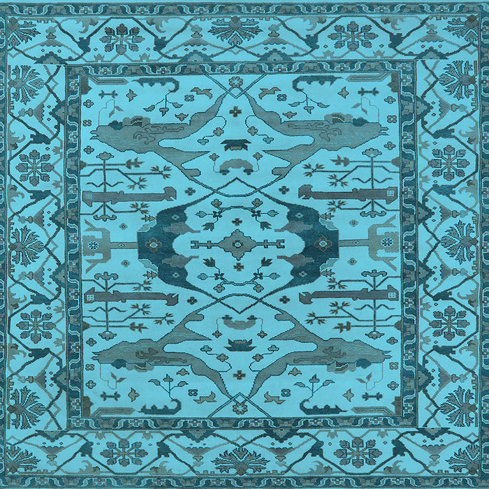 Square Machine Washable Oriental Light Blue Industrial Rug, wshurb1671lblu