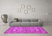 Machine Washable Oriental Pink Industrial Rug in a Living Room, wshurb1671pnk