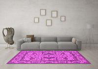 Machine Washable Oriental Pink Industrial Rug, wshurb1671pnk