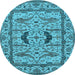 Round Oriental Light Blue Industrial Rug, urb1671lblu