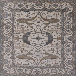 Square Mid-Century Modern Puce Purple Oriental Rug, urb1672