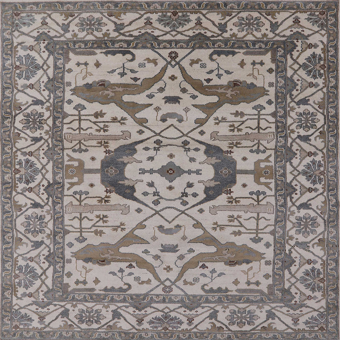 Square Mid-Century Modern Puce Purple Oriental Rug, urb1672