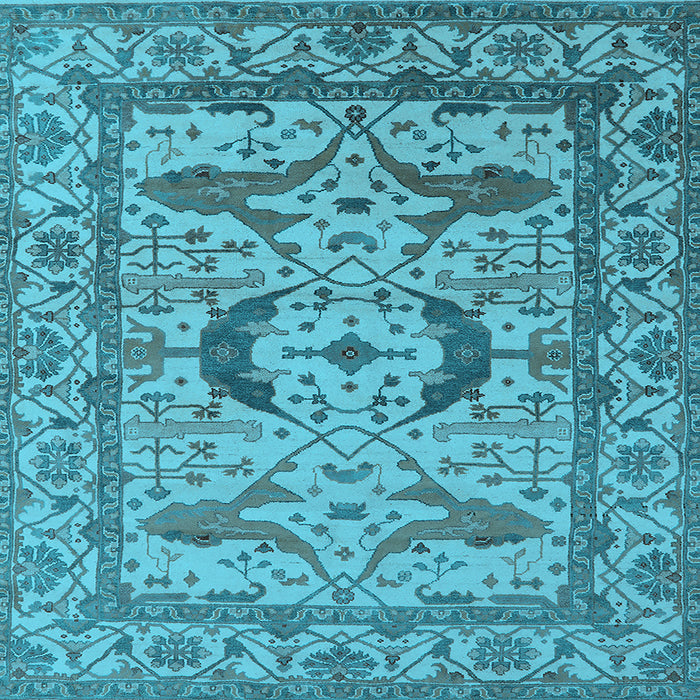 Square Machine Washable Oriental Light Blue Industrial Rug, wshurb1672lblu