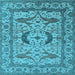 Square Machine Washable Oriental Light Blue Industrial Rug, wshurb1672lblu