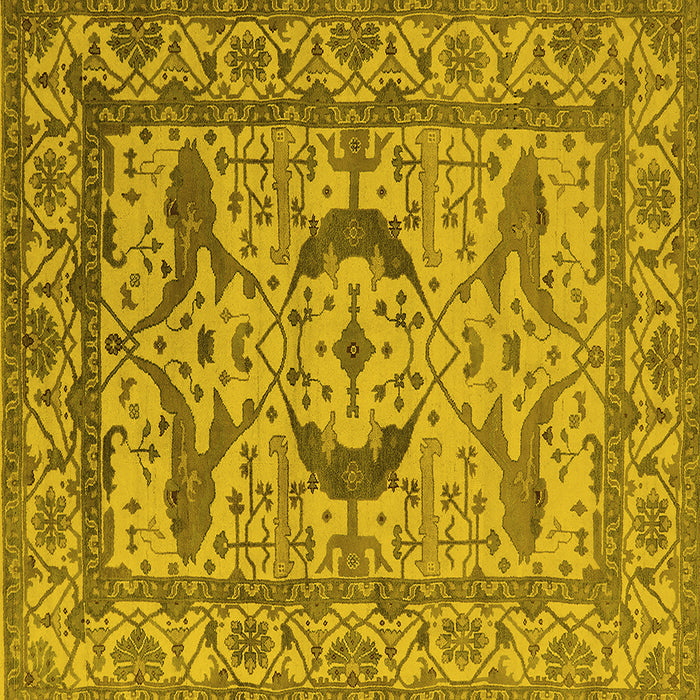 Square Machine Washable Oriental Yellow Industrial Rug, wshurb1672yw