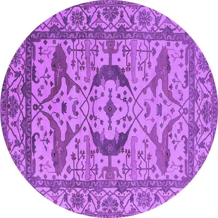 Round Machine Washable Oriental Purple Industrial Area Rugs, wshurb1672pur