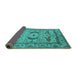 Sideview of Oriental Turquoise Industrial Rug, urb1672turq