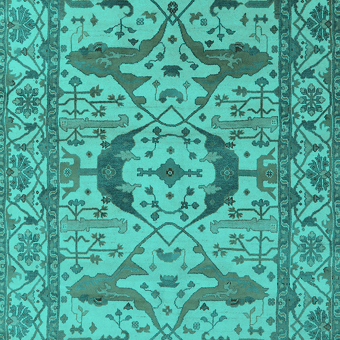 Machine Washable Oriental Turquoise Industrial Area Rugs, wshurb1672turq