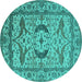 Round Oriental Turquoise Industrial Rug, urb1672turq