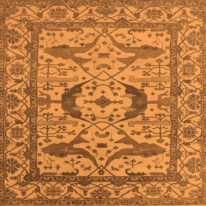 Square Machine Washable Oriental Orange Industrial Area Rugs, wshurb1672org