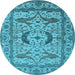 Round Oriental Light Blue Industrial Rug, urb1672lblu