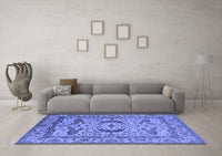 Machine Washable Oriental Blue Industrial Rug, wshurb1672blu