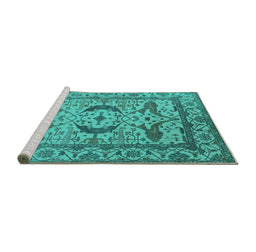 Sideview of Machine Washable Oriental Turquoise Industrial Area Rugs, wshurb1672turq